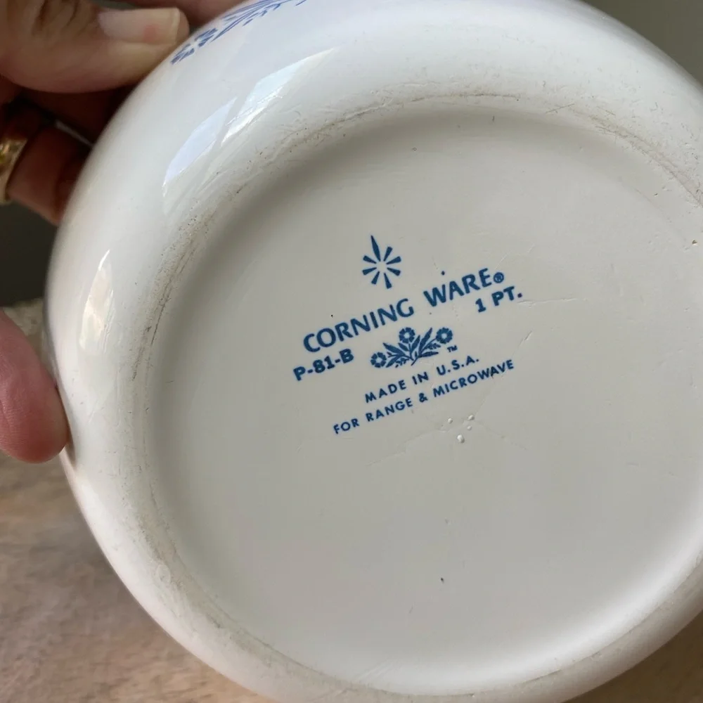 Corning Ware White with Blue Flowers 1 Pt Sauce Pan